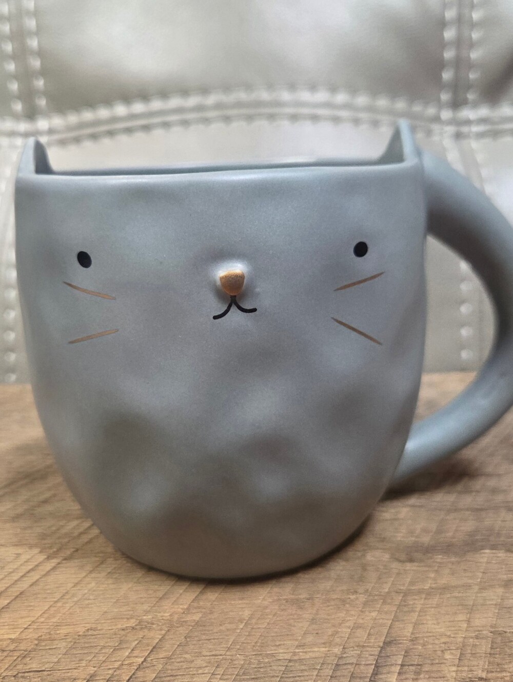 Gray Cat Face Ceramic Mug - Cute Kitty Design ~ B1M